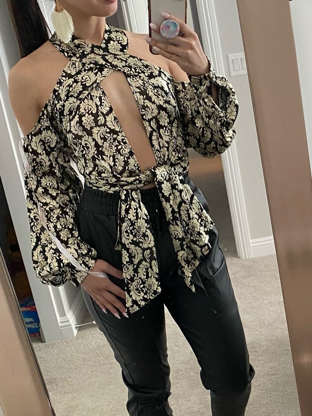 ASOS Black & Cream Cold-Shoulder Bodysuit